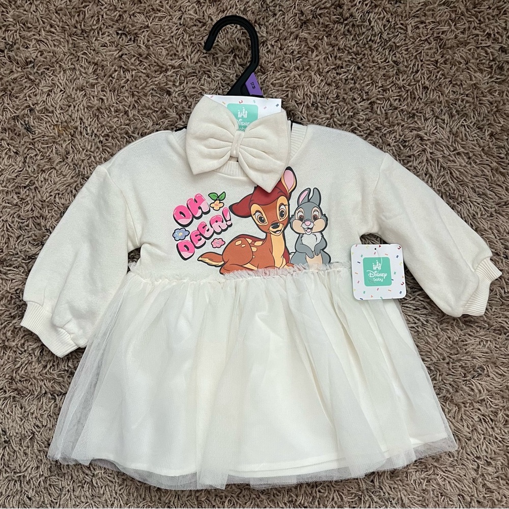 Disney Bambi Oh Deer Tutu Dress, Diaper Cover & Headband 3-Piece Set Size: 12 M